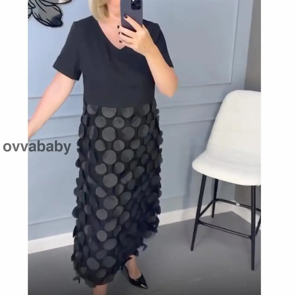 Elegantes schwarzes Kleid mit V-Ausschnitt und unregelmäßiger Jacke Zweiteiliges Set Kleider