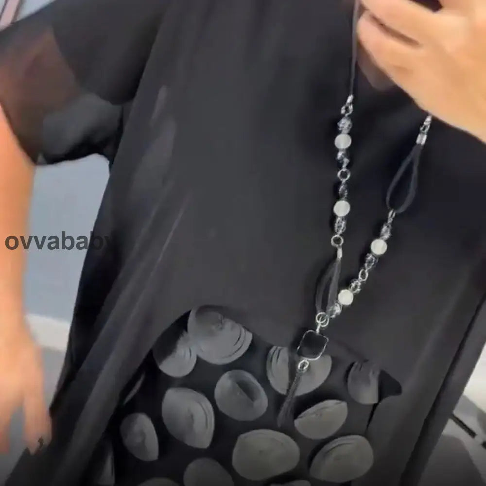 Elegantes schwarzes Kleid mit V-Ausschnitt und unregelmäßiger Jacke Zweiteiliges Set Kleider