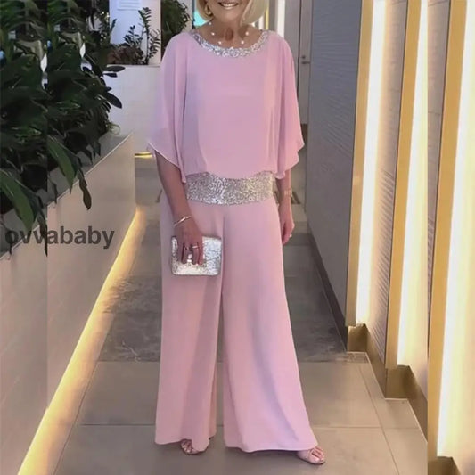 🔥💃 Elegantes zweiteiliges Set im Colorblock-Stil mit Pailletten Rosa / M / EU 38 - 40 Zweiteilige Sets