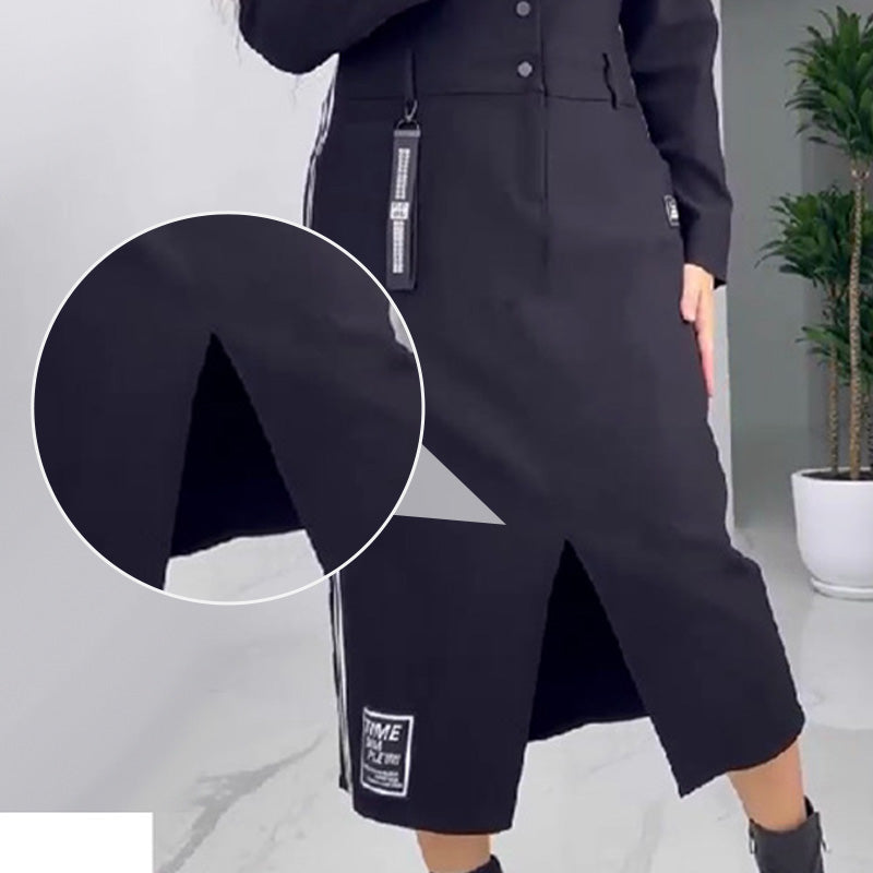 💖Langärmliges Button-Down-Kleid mit Schlitz für Damen - ✈️ Kostenlose Lieferung