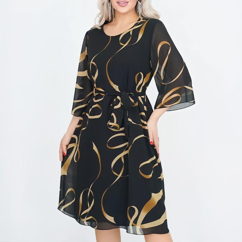 💃Elegantes, lockeres Midikleid mit gerüschten Ärmeln