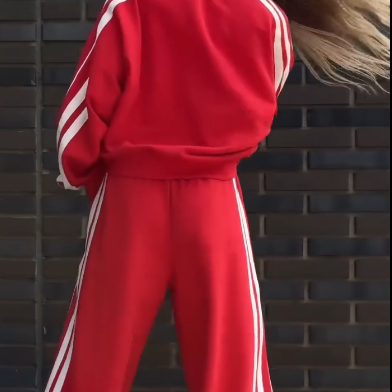 2-teiliges Set: Sweatshirt mit V-Ausschnitt und Hose mit weitem Bein