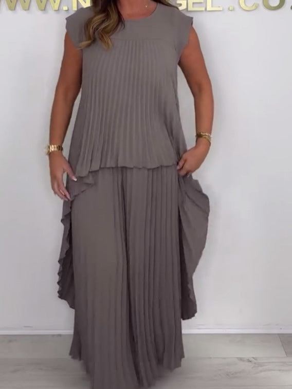 â¨60% Rabattđ¸Laney Set aus plissiertem, kurzärmligem, unregelmäĂigem Midi-Top und Hose mit weitem Bein und elastischer Taille