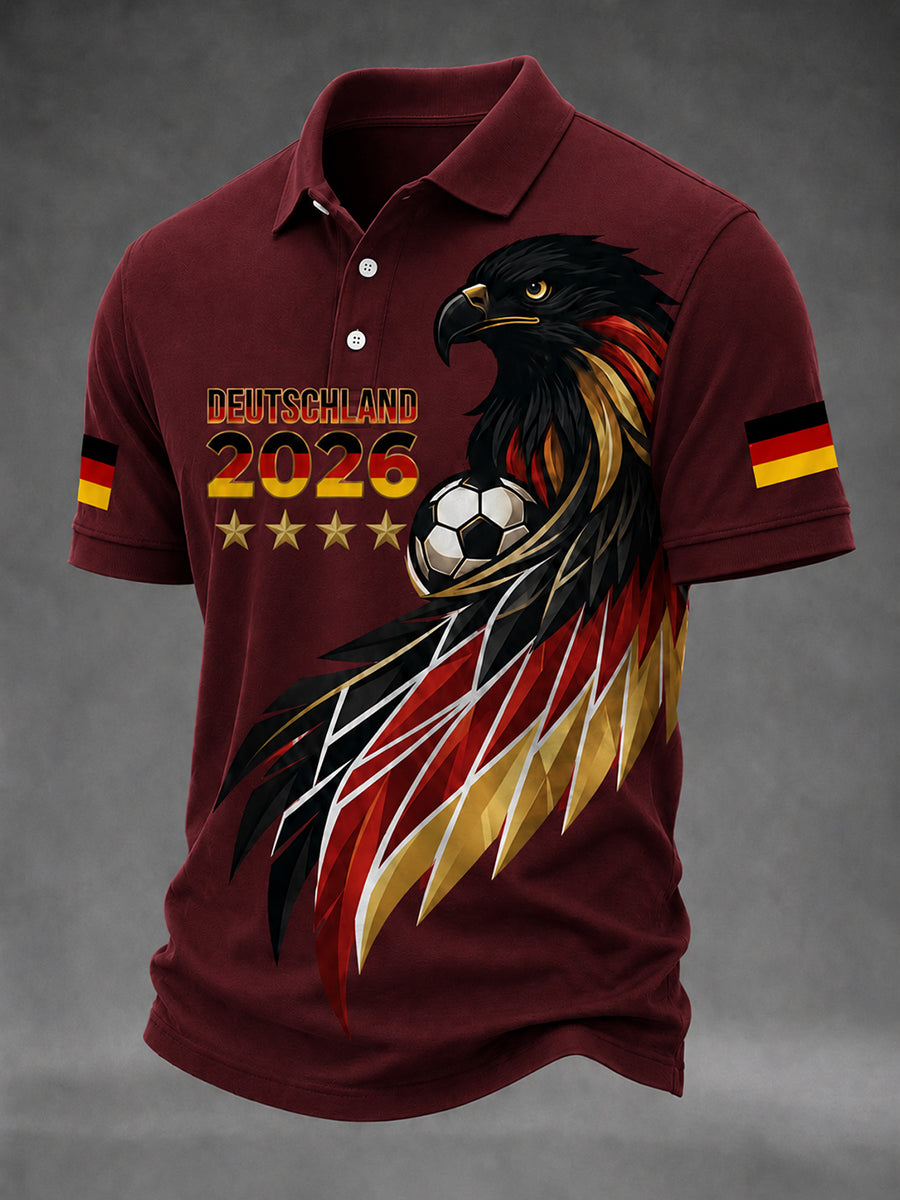 Herren-Fußballfan-T-Shirt mit deutschem Motiv, lässig geschnitten