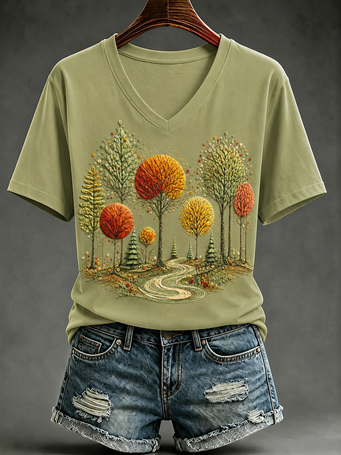 Damen-Herbst-T-Shirt mit kurzen Ärmeln