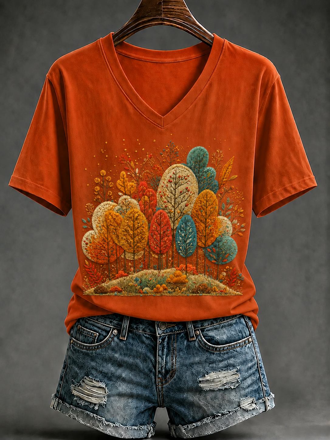 Damen-Herbst-T-Shirt mit kurzen Ärmeln