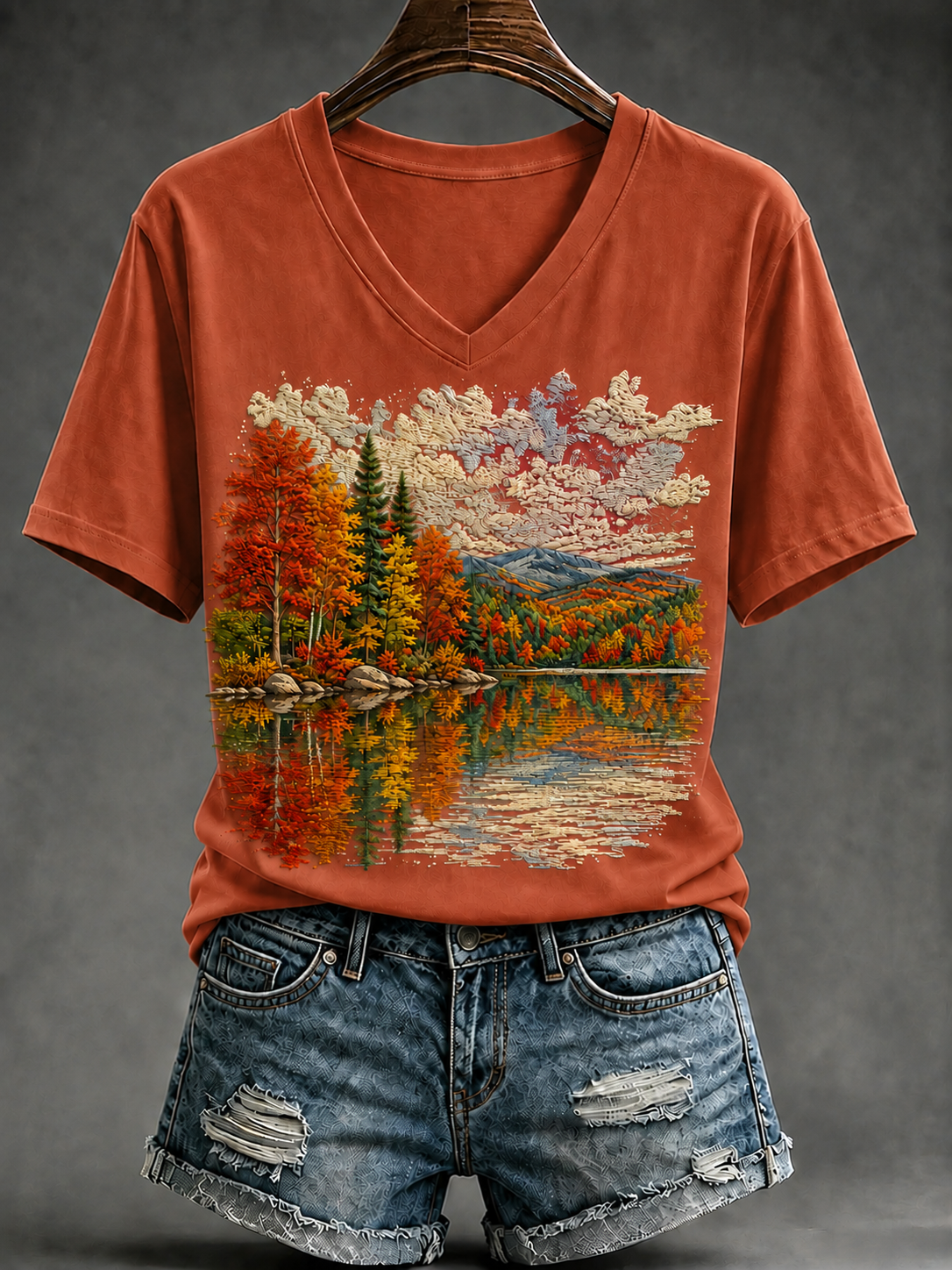 Damen-Herbst-T-Shirt mit kurzen Ärmeln