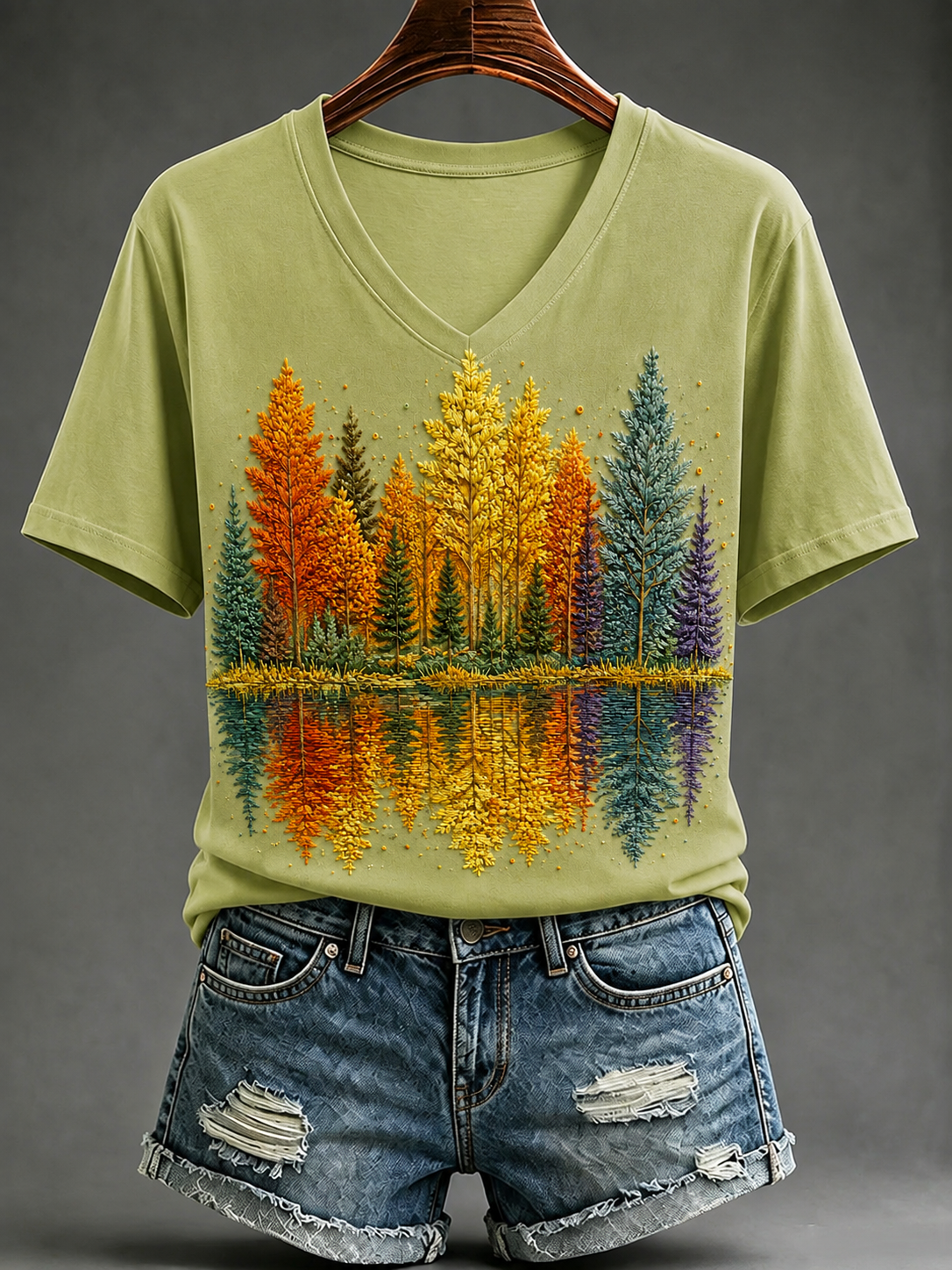 Damen-Herbst-T-Shirt mit kurzen Ärmeln