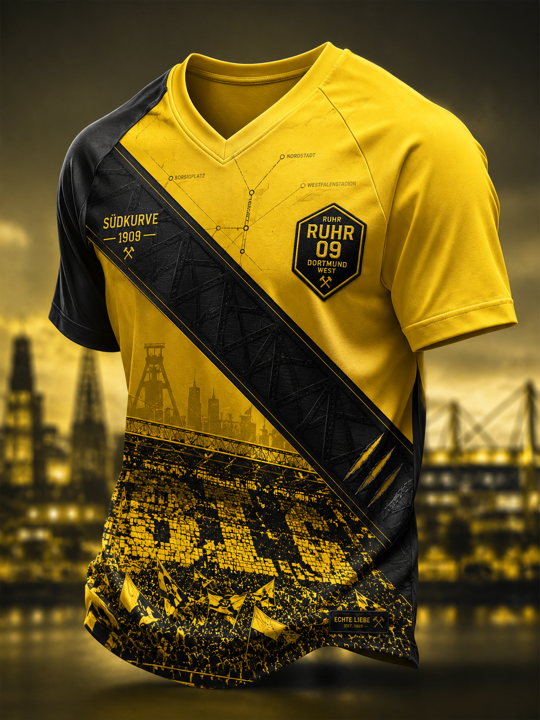 Männer Dortmund V-Ausschnitt T-Shirt