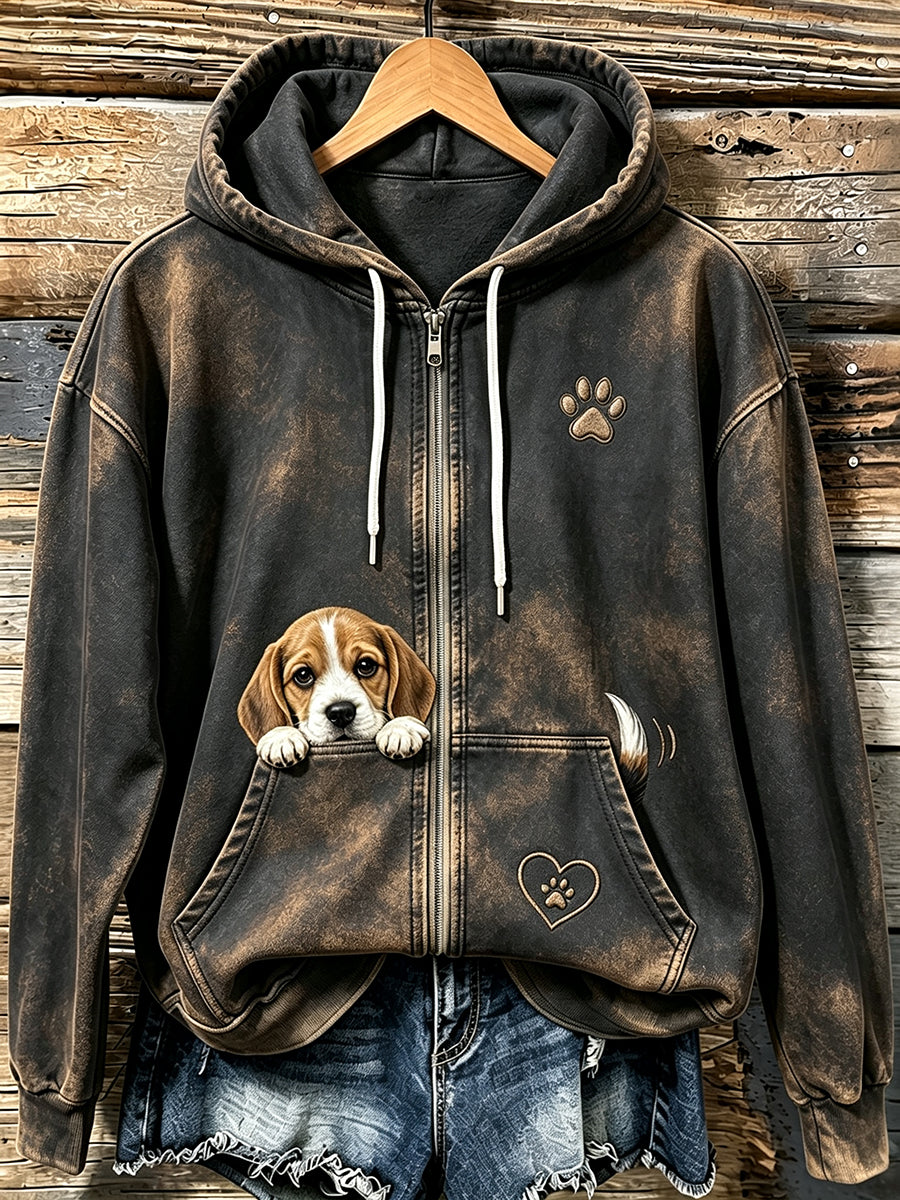 Gemütlicher Kapuzen pullover mit Reiß verschluss für Damen