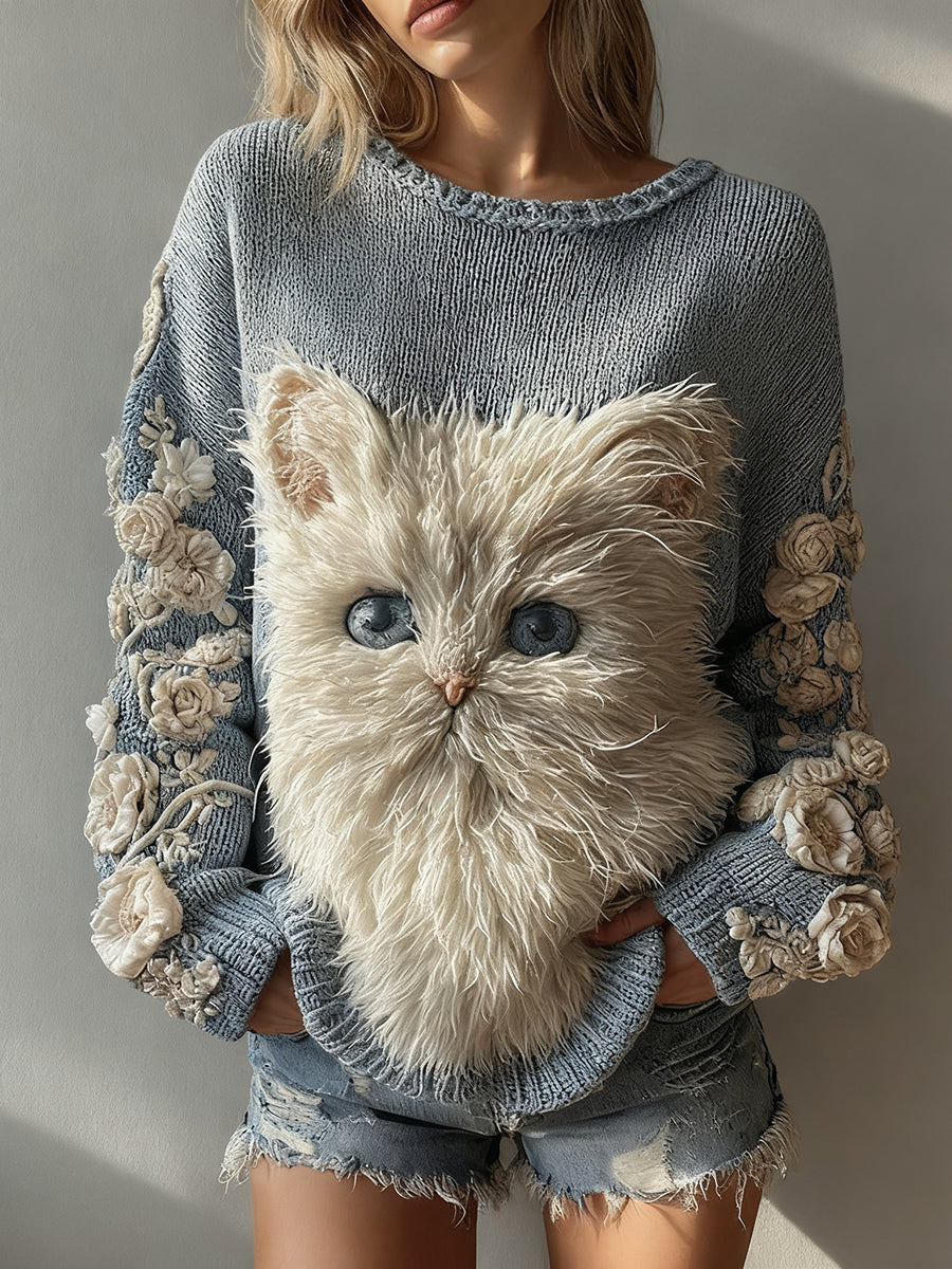 Damen-Katzen-Strick pullover