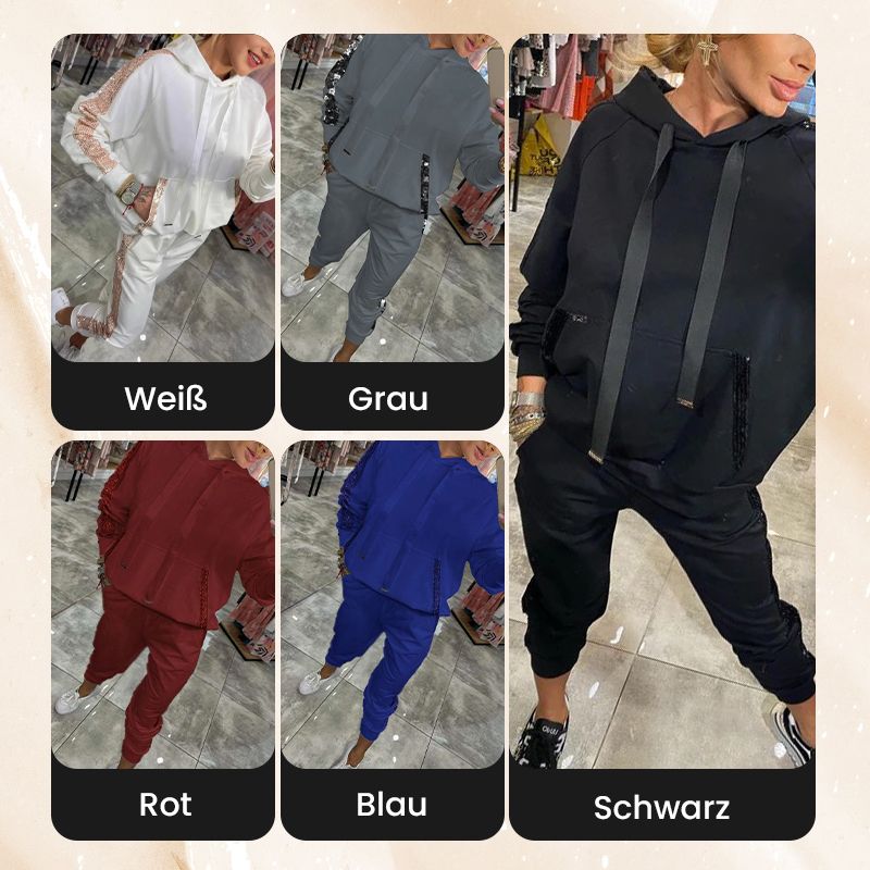 🌸Frühjahrsangebote💐✨Zweiteiliges Set mit Kapuzenoberteil und Hose mit Kordelzug für Frauen