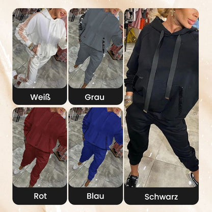 🌸Frühjahrsangebote💐✨Zweiteiliges Set mit Kapuzenoberteil und Hose mit Kordelzug für Frauen