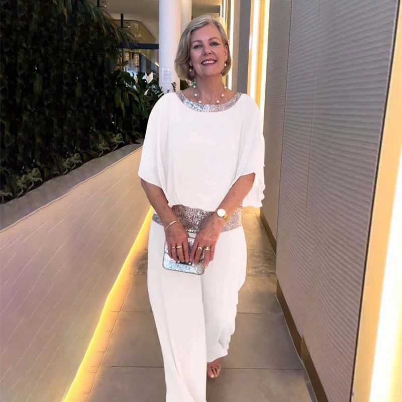 🔥💃 Elegantes zweiteiliges Set im Colorblock-Stil mit Pailletten
