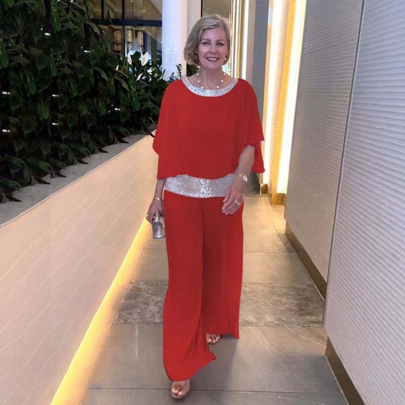 🔥💃 Elegantes zweiteiliges Set im Colorblock-Stil mit Pailletten