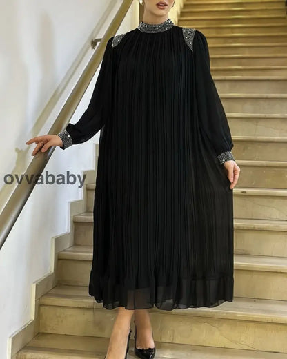 🔥Big Sale 50% OFF🔥Rhinestone Sparkle Pleated Midi Dress Kleider