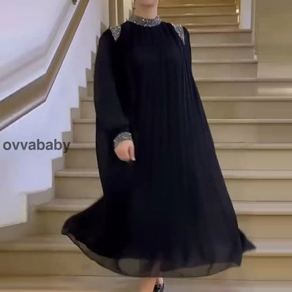 🔥Big Sale 50% OFF🔥Rhinestone Sparkle Pleated Midi Dress Kleider