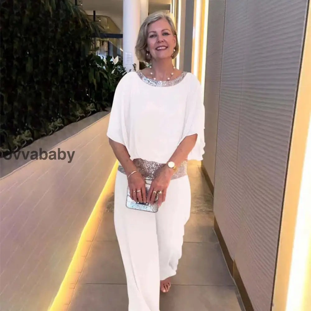 🔥💃 Elegantes zweiteiliges Set im Colorblock-Stil mit Pailletten Weiß / M / EU 38 - 40 Zweiteilige Sets