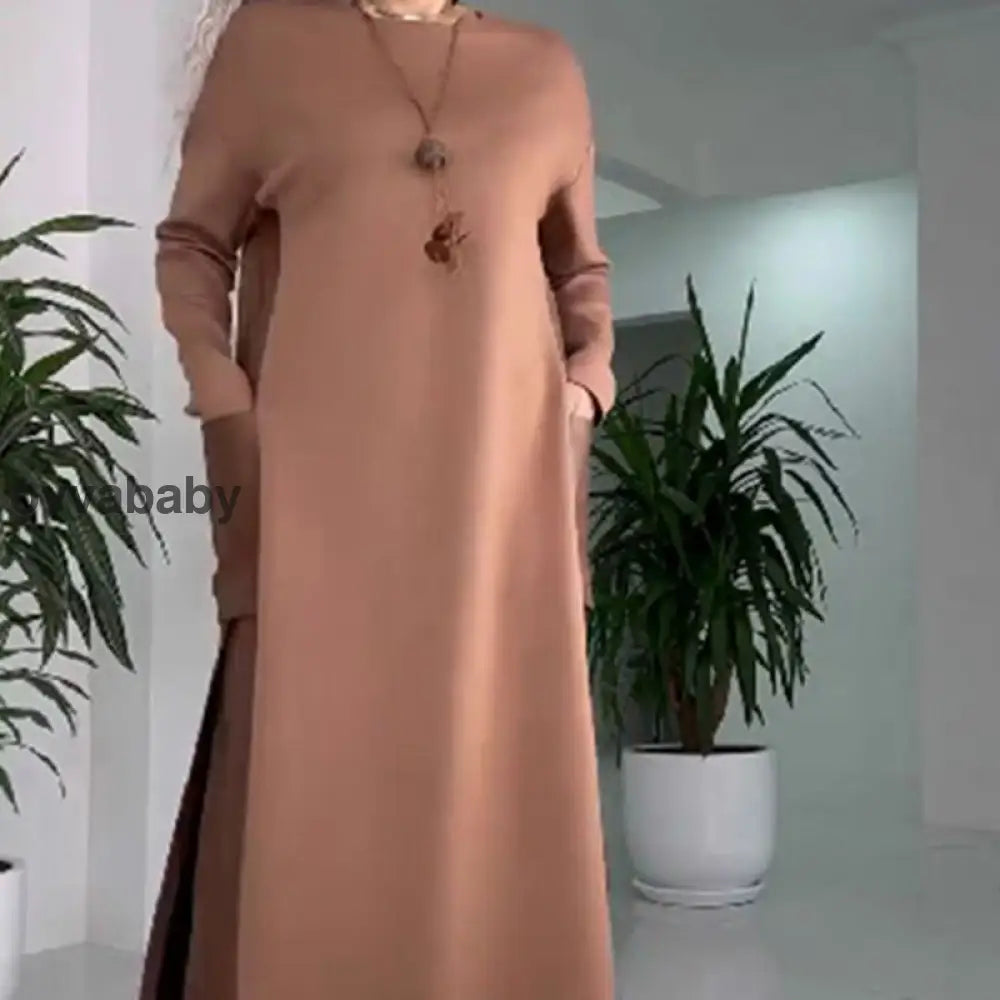 💥Hot Sale-49% Off💥Women’s Casual Loose Leather Patchwork Dress with Pockets Kleider