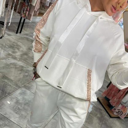 🌸Frühjahrsangebote💐✨Zweiteiliges Set mit Kapuzenoberteil und Hose mit Kordelzug für Frauen