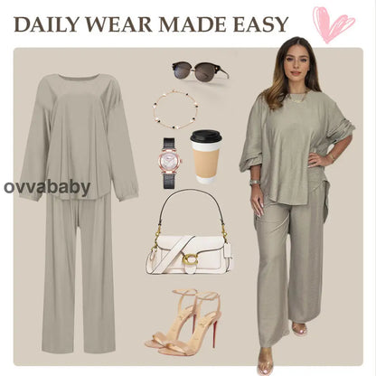 💞Langärmelige Hosen mit hoher Taille und weitem Bein für Frauen Anzug Hosen