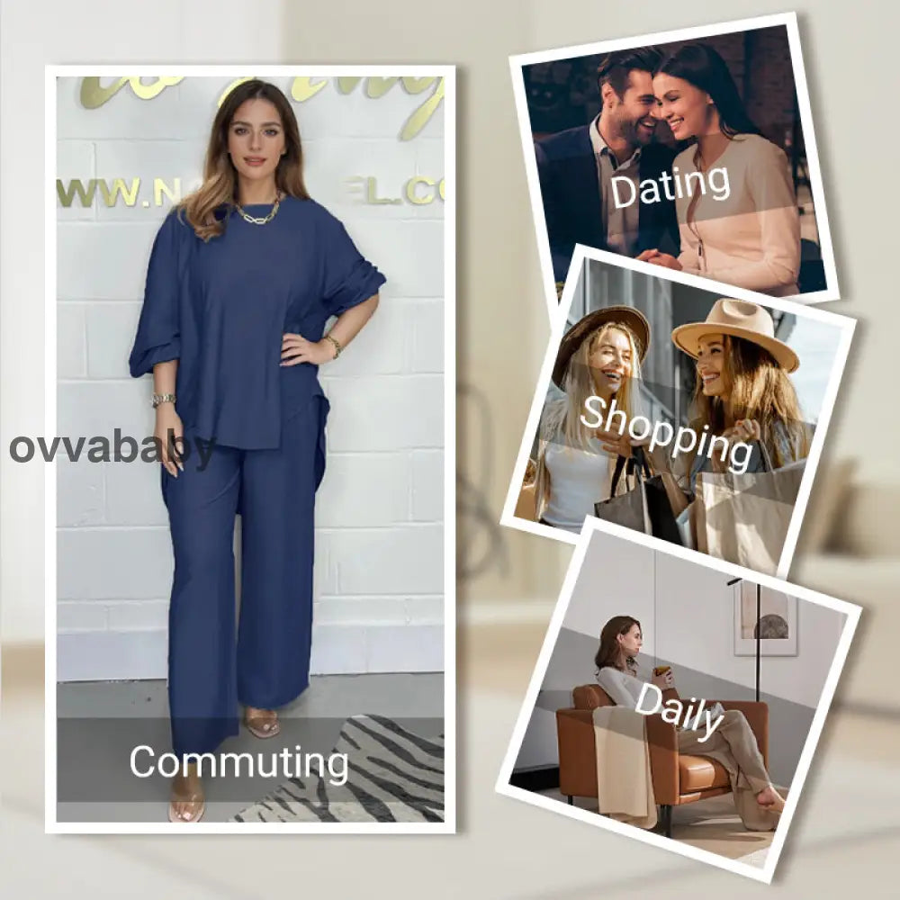 💞Langärmelige Hosen mit hoher Taille und weitem Bein für Frauen Anzug Hosen