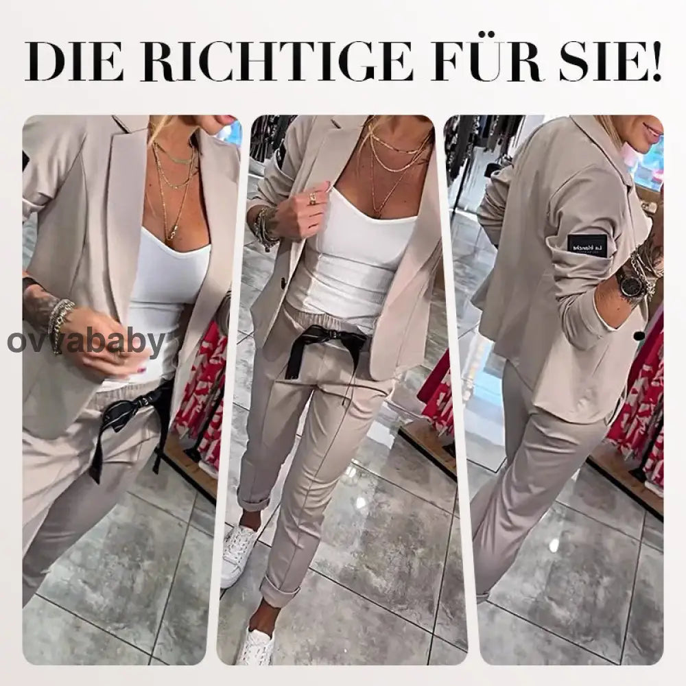 🌺Letzter Tag Verkauf 50% Rabatt🌺2-teiliges Set aus lässiger Anzugjacke und Hose für Damen Zweiteilige Sets