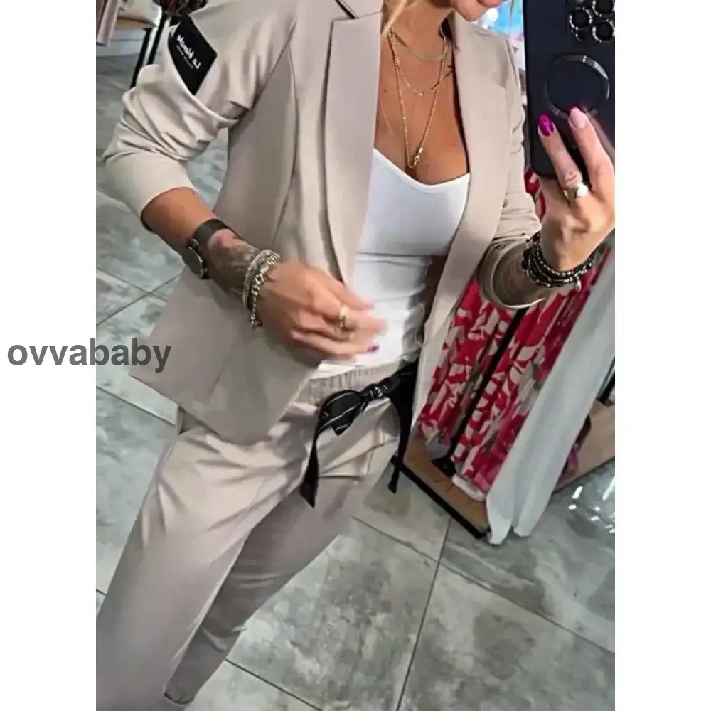 🌺Letzter Tag Verkauf 50% Rabatt🌺2-teiliges Set aus lässiger Anzugjacke und Hose für Damen Zweiteilige Sets