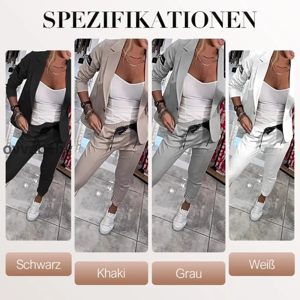 🌺Letzter Tag Verkauf 50% Rabatt🌺2-teiliges Set aus lässiger Anzugjacke und Hose für Damen Zweiteilige Sets