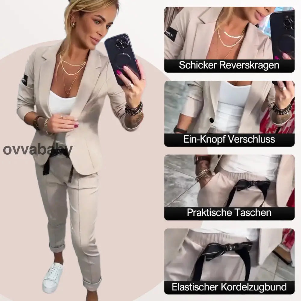 🌺Letzter Tag Verkauf 50% Rabatt🌺2-teiliges Set aus lässiger Anzugjacke und Hose für Damen Zweiteilige Sets