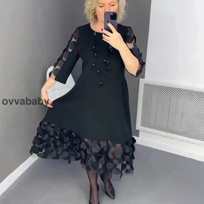 🔥Neue Angebote 2025🔥Ausgestelltes Kleid in Übergröße mit Punktedekor Kleider