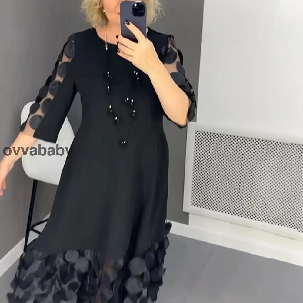 🔥Neue Angebote 2025🔥Ausgestelltes Kleid in Übergröße mit Punktedekor Kleider