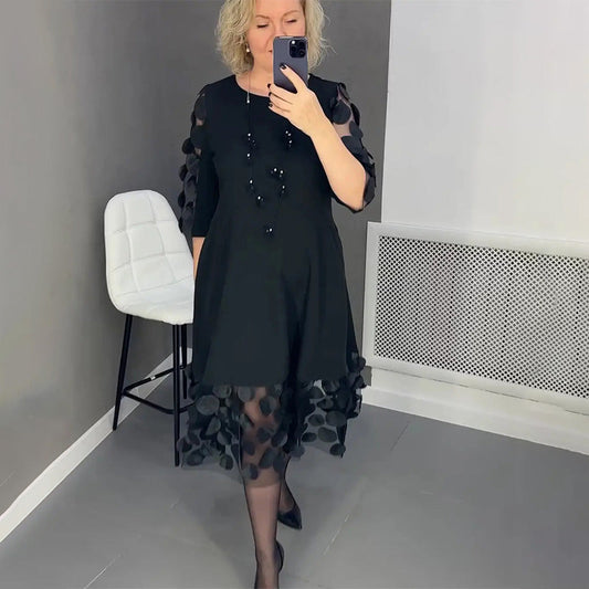 🔥Neue Angebote 2025🔥Ausgestelltes Kleid in Übergröße mit Punktedekor