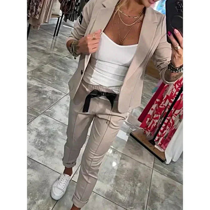 🌺Letzter Tag Verkauf 50% Rabatt🌺2-teiliges Set aus lässiger Anzugjacke und Hose für Damen