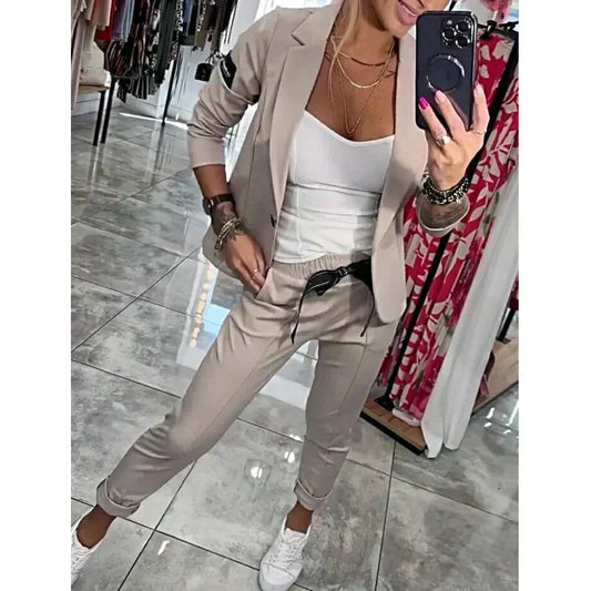 🌺Letzter Tag Verkauf 50% Rabatt🌺2-teiliges Set aus lässiger Anzugjacke und Hose für Damen