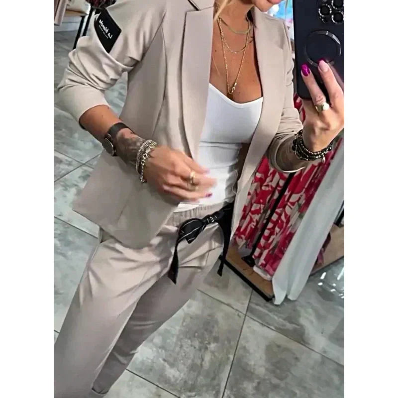 🌺Letzter Tag Verkauf 50% Rabatt🌺2-teiliges Set aus lässiger Anzugjacke und Hose für Damen