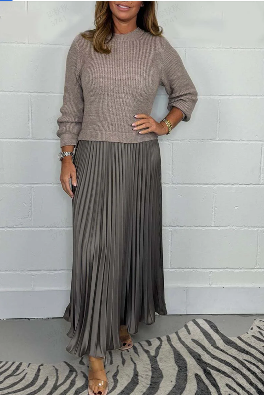 🔥40% Rabatt in Arbeit🔥Elegante und stilvolle Faltenkleider mit Rundhalsausschnitt für Damen