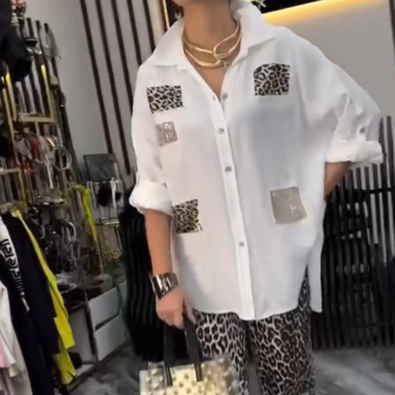 Ensemble deux pièces décontracté et tendance pour femmes avec motif léopard