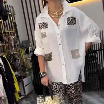 Ensemble deux pièces décontracté et tendance pour femmes avec motif léopard