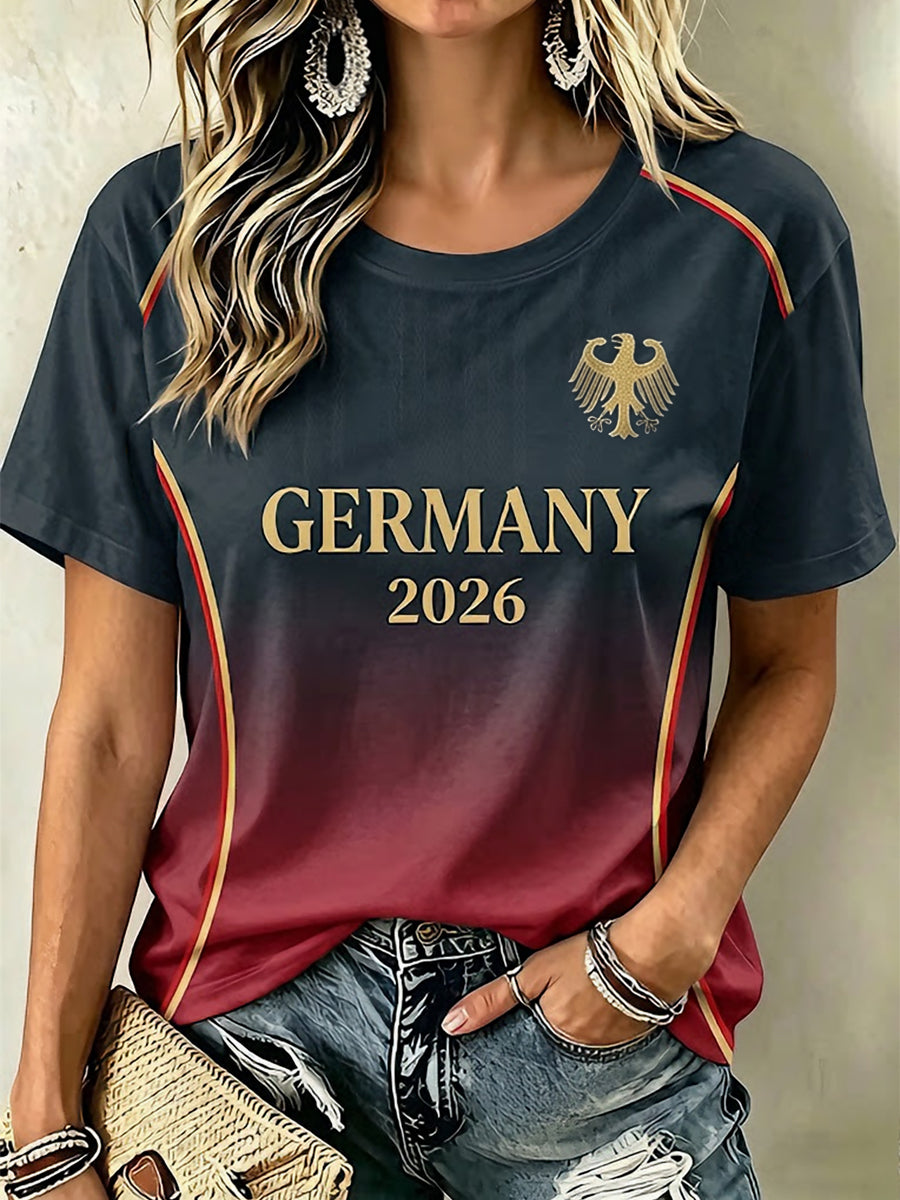 Damen-T-Shirt mit Fußballmotiv für deutsche Fußballfans