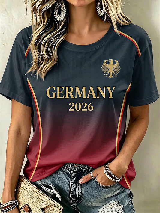 Damen-T-Shirt mit Fußballmotiv für deutsche Fußballfans