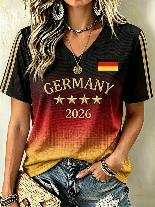 Damen-T-Shirt mit Fußballmotiv für deutsche Fußballfans