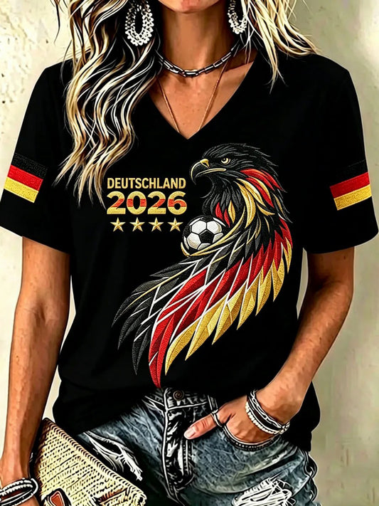 Damen-T-Shirt mit Fußballfan-Print von Deutschland