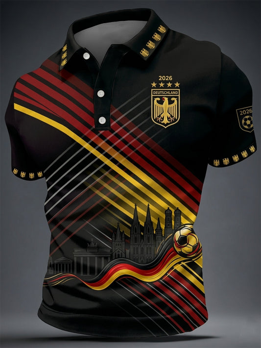 Männer Deutsches Fußballfan-Kurzarm-Shirt