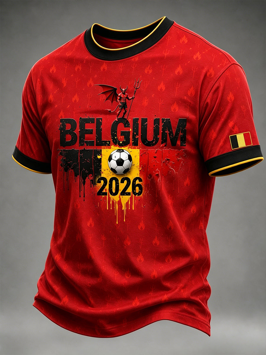 Herren-T-Shirt mit kurzen Ärmeln und Fußball-Print