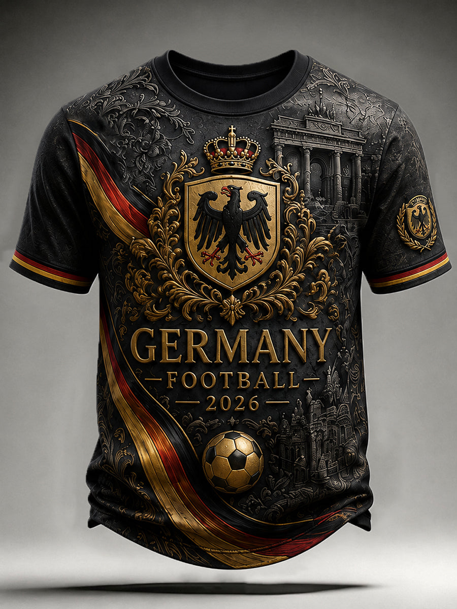 Herren-Vintage-Deutschland-Fußballfan-T-Shirt mit Aufdruck