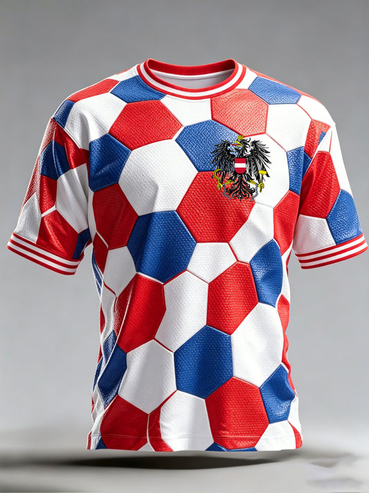 Herren-T-Shirt mit Kunstdruck zum Anfeuern bei einem österreichischen Fußballspiel