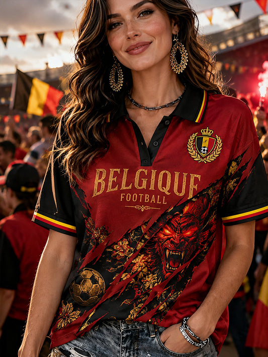 Kurzärmliges Polos hirt für Damen mit Fußball druck