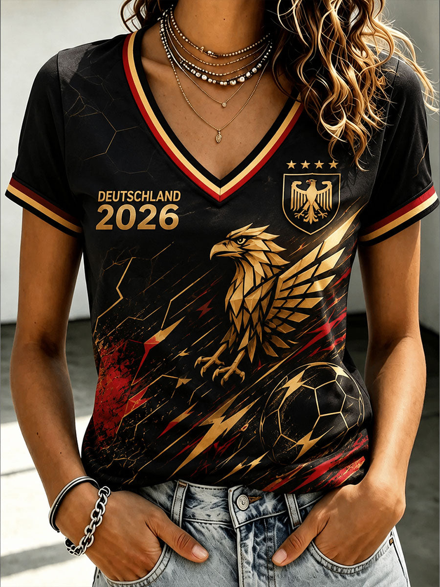 Damen-Fußball-T-Shirt aus Deutschland mit kurzen Ärmeln