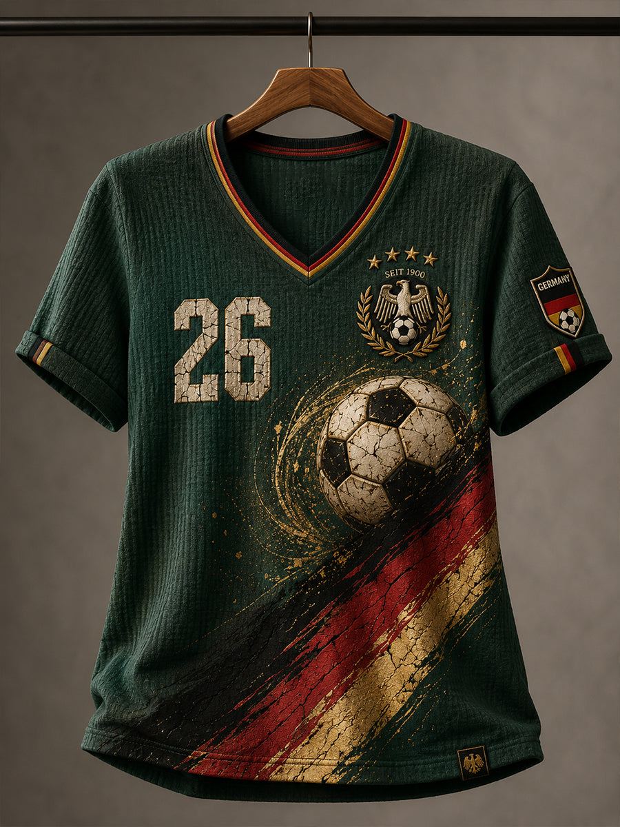 Herren-Fußball-V-Neck-T-Shirt aus Deutschland